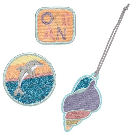 LÄSSIG Anhänger und Patches Set (3 Stk.) mit Druckknopf/School Patches Set Dolphin Ocean Edition