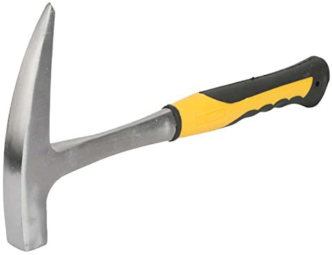 Classic Brick Hammer Double Head Flat Mouth Hammer with Steel Construction & Shock Reduction Grip Duckbill Hammer for Geological Study, Rock Hounding, Prospecting, Mining(Large)