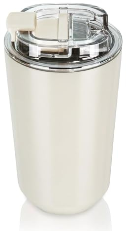 ERBO Kaffeebecher to go, 380ml Thermobecher Kaffee to go, Auslaufsicher Kaffeebecher mit Deckel, Coffee to go Becher, Thermo Kaffeebecher to go, Thermobecher für Kaffee Tee Unterwegs, Beige