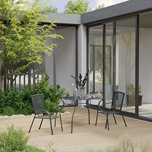 Home outdoor Others3 Piece Garden Dining Set Steel Anthracite