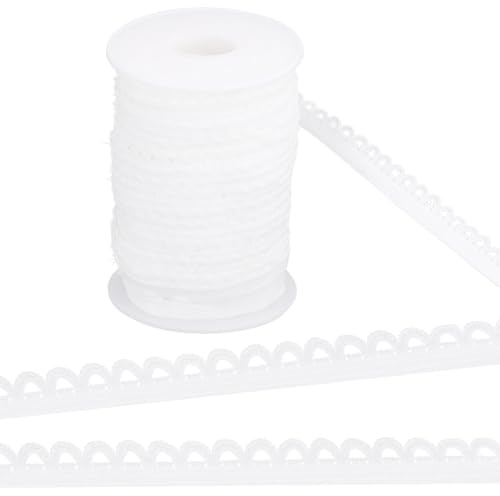 GORGECRAFT 25M Picot Bordo In Pizzo Elastico 12mm Bianco Bordo Elasticizzato Bordi per Lingerie Rifinitura Fettuccia In Cordoncino di Pizzo All'Uncinetto per Fai Da Te Cucito Artigianato Indumenti