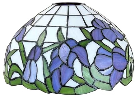 BOTOWI Tiffany Lampenschirm Ersatz 12 Zoll Buntglas Narzisse Lampenschirme Vintage Lichtabdeckung nur 1-5/8-Zoll Einbauöffnung für gewölbte Stehleuchte Torchiere Lampe Pendelleuchte Decke,Blau