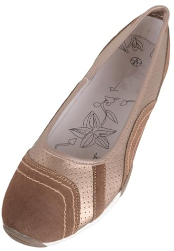 ABSOLUTE FOOTWEAR Womens Genuine Leather Ballerina Style Pump Dolly Shoes, Bronze, UK 6 / EU 39