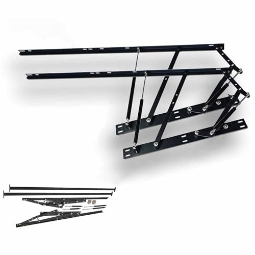1 Paar Betthebemechanismus, Bettbeschlag 151 cm Lang, Pneumatische Klappbett-Gasfeder-Deckelstütze, Schwarz Hydraulische Bett Lift up Scharnier, geräuschloses Öffnen und Schließen(Applicable to 1.2m b