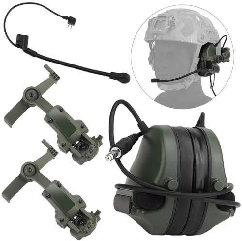 WQZXM Nouveau Casque Tactique avec Micro Et Réduction du Bruit, Version Casque, Écouteur De Tir, Communication, Interphone, pour Support De Casque sur Rail Arc(Green)