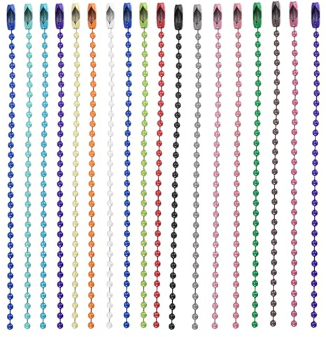 sourcing map 50Pcs 5 Inch 12cm Colored Ball Bead Chain, Metal Ball Chain with Connectors for Hanging Ornament Jewelry Necklace Dog Tag Keychain Christmas Decoration