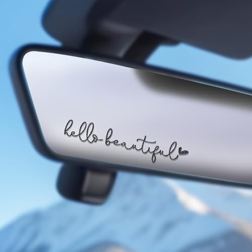 JIEYAO Hello Beautiful Rückspiegel-Aufkleber, Auto-Selbstbestätigungsaufkleber, Vinyl-Autospiegel-Aufkleber, Autofenster-Aufkleber, Seitenspiegel-Zubehör, für Frauen, Positivitäts-Aufkleber (schwarz