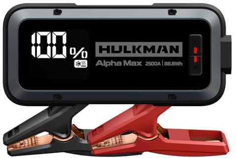 HULKMAN Alpha Max Gris Spatial, Booster de Batterie Voiture 2500A 88.8Wh, Démarreur Portable 12V avec Technologie de Démarrage à -40°F, Écran LED 3.3, pour Moteurs Essence 9.0L et Diesel 6.5L