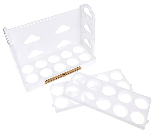 Housoutil scatola per la conservazione delle uova frigorifero vassoi per uova cartone fornello Flip egg holder for refrigerator egg box Portauova contenitore per uova da cucina bianca