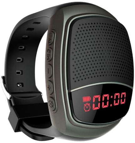 Fuhjythy Portable B90 Wrist Watch Bluetooth Speaker with FM Radio for Running, Outdoor Mini Wearable Speaker, Black