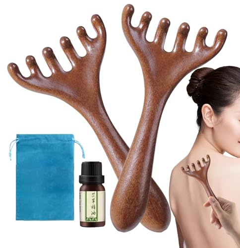 -Massagegerät aus Holz Manuelles Ergonomisches 6-Klauen Relax-Tool | 2x Manuelle Massagegeräte für den Körper, das Gesicht, den Nacken, für Home-Spa, für Frauen und Männer