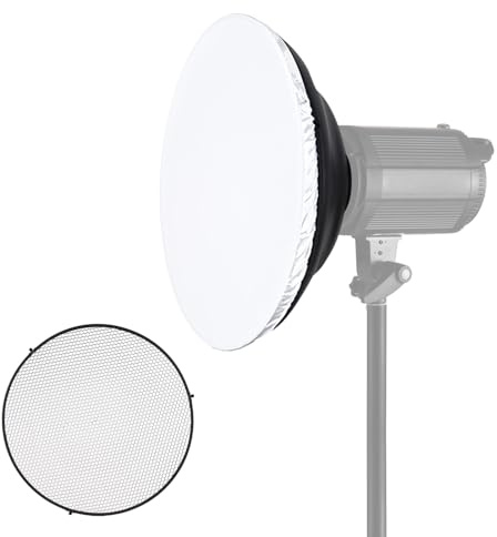 Yctze 16in Studio Photographie Beauty Dish Reflector Diffuseur Modificateur Softbox avec Grille en Nid d'abeille pour Mount Stroboscope Clair (Surface Interne Blanche)
