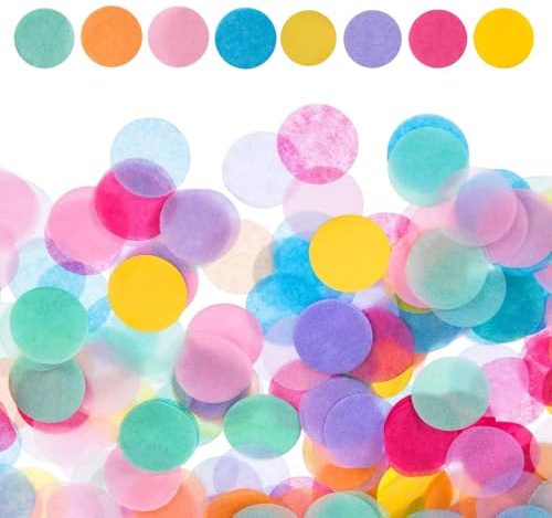 8000 Stück Konfetti Geburtstag, Buntes Glitzer Konfetti, 2.5 cm Groß für Hochzeit und Party Farbige runde Dekoration, Papier Confetti für Geburtstag Hochzeit Party Dekoration(80g)