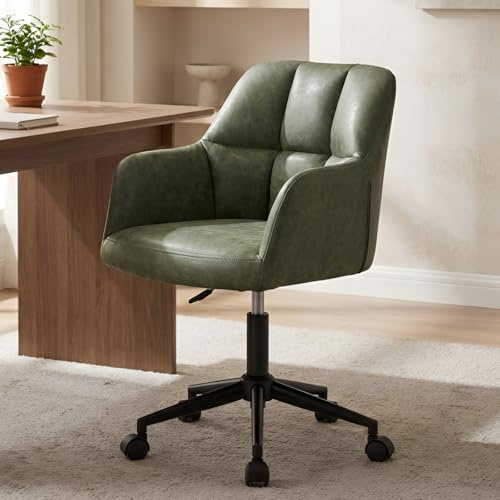 Ya-Home Bürostuhl PU-Kunstleder mit Rollen, Drehstuhl höhenverstellbar Schreibtischstuhl Dicker Rückenlehne Homeoffice Stuhl komfortabler für Arbeitszimmer, Schlafzimmer,Grün