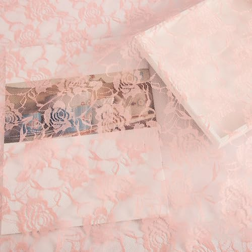Vayliro 1 Yard Spitzenstoff Breit 150cm Unelastisch Rosen Blume Spitzenstoff Tüllstoff Vorhangnetzstoff Dekostoff zum Nähen Meterware für DIY Bekleidung Hochzeitsschleier Tischdekoration,Champagner