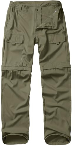 Hiking Pants Men Convertible Quick Dry UPF 50 Lightweight Zip Off Safari Fishing Travel Cargo Trousers #2290-Light Green-40