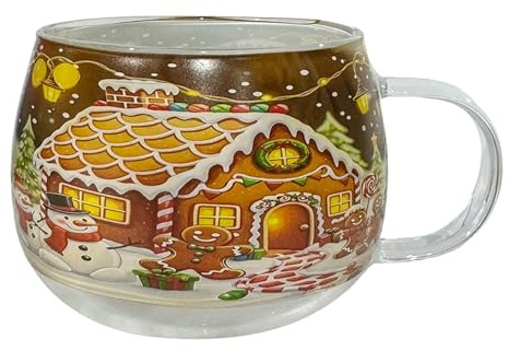 Generisch Christmas Painted Mugs, 300ml Süße Weihnachten Gläser mit Griff, Festliche Teetassen Kaffeebecher, Festliches Trinkgeschirr Für Heiße Schokolade Latte Kalte Getränke Milch Wein