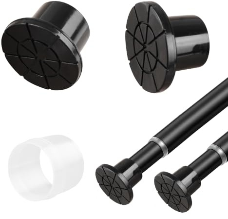 INCREWAY 4 Sets Stangenendkappen, Endkappe für Spannstangen, rutschfest, wasserdicht, Gummikappe, passend für 22–25 mm Teleskopstangen (schwarz)