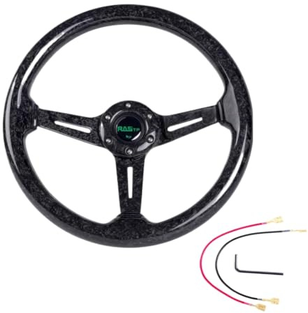 Volante da 14 pollici in fibra di carbonio da 350 mm. Sterzo sportivo da corsa compatibile con la modifica degli interni dell'auto(Forged carbon fiber)