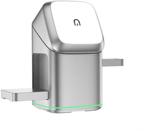 Station de chargement sans fil 3 en 1 15 W avec protection intelligente des puces, adsorption magnétique et support rotatif à 180° pour téléphone, écouteurs et montre, convient pour la maison, le