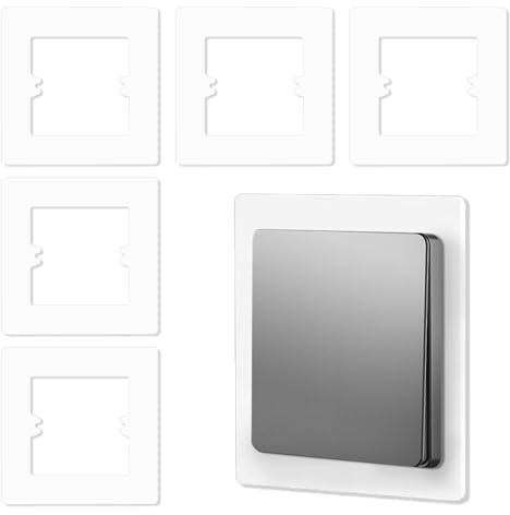 6 Pcs White Single Light Switch Surround Cover Plates, Gang Wall Protector for Electrical Socket & Switch, Anti-Fingerprint Easy Clean Wall Cover Decoration, High Temperature Resistant