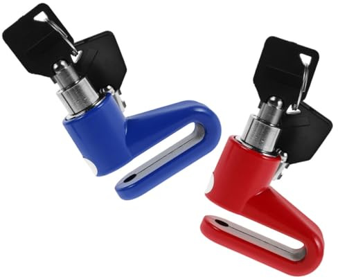 Gogogmee Candado para Freno de Disco Mini Plástico Azul y Rojo, Antirrobo Portátil para Bicicleta, Motocicleta y Patinete Eléctrico, Bloqueo Rápido y Seguro para Uso Diario