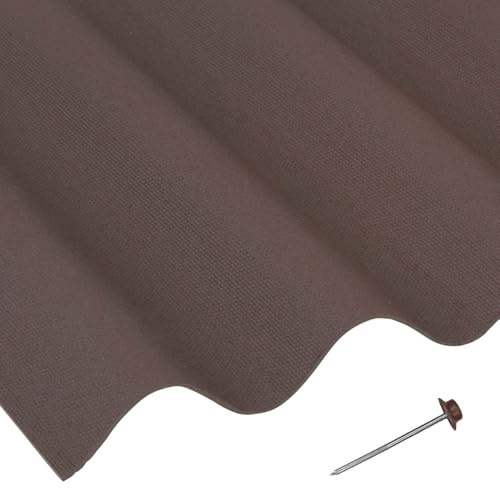 Brown Corrugated Roofing Sheets - Shed Roofing Sheets 950mm x 2m x 5 Pack with 100 Fixing Nails