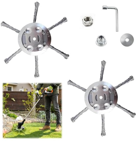 2 Pièce tête de débroussailleuse en fil d'acier, 6 Fils d'acier,pour Tête de Désherbage Professionnelle pour Jardin Allée Pavés