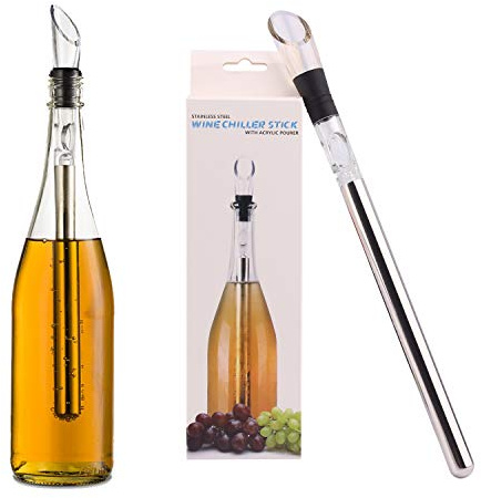 DERNORD Wine Chiller 3-in-1 Stainless Steel Wine Bottle Cooler Stick Freezer with Aerator and Pourer for Chilling Longer, Pouring and Aerating Wine for Christmas and Birthday Gifts
