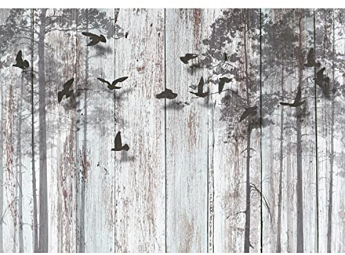 Runa Art Papel tapiz fotográfico 396 x 280 cm Diseño de madera abstracto | Lana Decoración De Pared Sala Cuarto | Fabricación alemana | Azul negro 9104012a