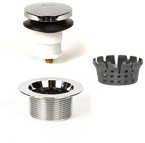 Fuß betätigt Touch (Fuß) Badewanne Ablauf Montage mit Dichtung – Grobgewinde 11,5 Fäden pro Zoll – GRATIS Haarsieb/Siebkörbchen; Chrom; pf0920-ch-tt-c