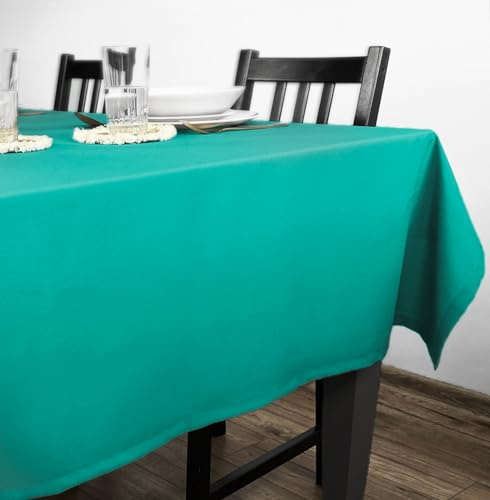 Rollmayer Tischdecke Kollektion Vivid Türkis 17 140x280cm | Tischtuch, Tischwäsche, einfarbig, pflegeleicht zur Auswahl, Produkt für den täglichen Gebrauch