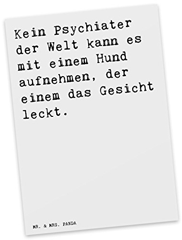 Mr. & Mrs. Panda Postkarte Kein Psychiater der Welt... - Geschenk, schön, Grußkarte, Hunde, liegen, lecken, Fotokarte, Spruch Sprüche Weisheiten Zitate Lustig Weisheit Worte, Postkarten, Ansichtskarte