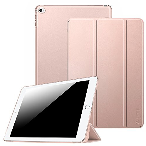 Fintie Hülle für iPad Air 2 - Ultradünne Superleicht Schutzhülle mit transparenter Rückseite Abdeckung Smart Case mit Auto Schlaf/Wach und Standfunktion, Roségold