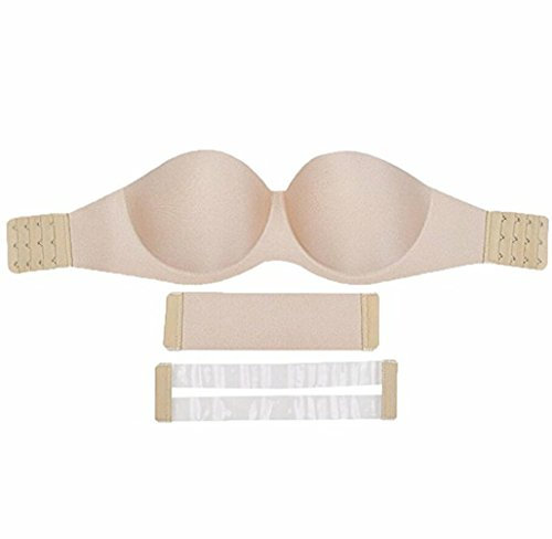 AioTio Frauen Sexy Non-Trace Komfort Unterstützung trägerlosen BH(D,Beige)