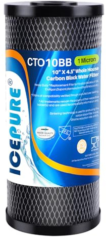 ICEPURE 10X4.5,1 Microns Whole House Sediment Activated Carbon Water Filter Compatible with Dupont WFHDC8001,EP Series,EPM Series,CB-BB-10, GE FXHTC, GXWH40L, GXWH35F, GNWH38S, CTO10BB,1PACK