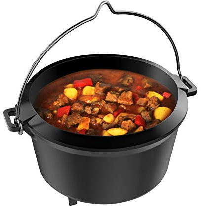 tepro Dutch Oven Größe S aus Gusseisen mit extra hohem Rand, integriertem Henkel und verschließbarer Öffnung, ca. 4 Liter Füllmenge