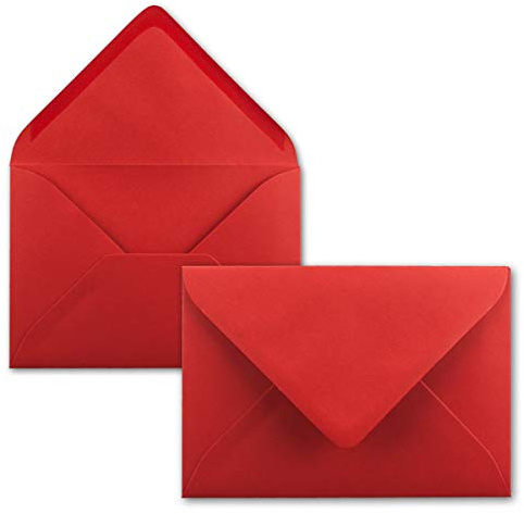 50 Mini Brief-Umschläge - Rot - 5,2 x 7,6 cm - Miniatur Kuverts mit Nassklebung für Blumen-Grüße, Grußkarten, Anhänger & Geld-Geschenke - FarbenFroh by GUSTAV NEUSER