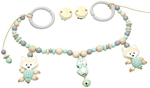 Kinderwagenkette mit Ringen oder Clipsen zu bestellen Junge Silikonwaschbär