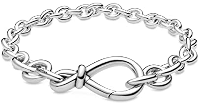 PANDORA Moments Women's Sterling Silver Chunky Infinity Knot Chain Bracelet, Size 16, No Box