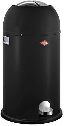 Wesco Kickmaster Mülleimer, Metall, schwarz/matt, H 69cm/D37,5cm/33l