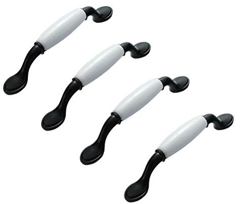 BOZONLI 4 Stück Möbelgriffe Schrankgriffe Keramik Aluminiumlegierung Griffe Küche Schrank Schublade Türgriffe ziehen Griff (128mm)