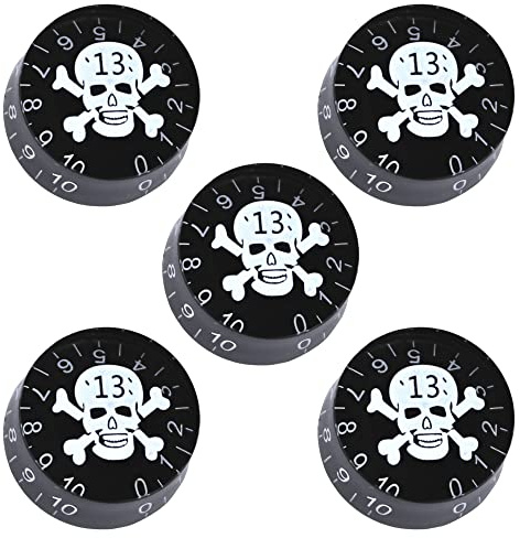 Yootones Geschwindigkeitskontrollknöpfe für Gitarre, Totenkopf-Motiv, kompatibel mit LP Les Paul SG Gibson E-Gitarre, Bass (weißer Totenkopf), 5 Stück