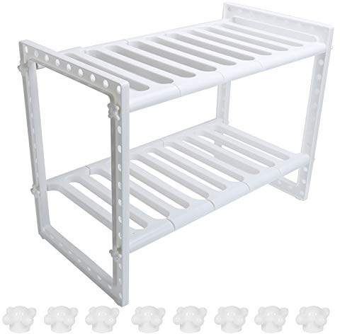 Scaffale da cucina - Scaffale da cucina a 2 livelli sotto il lavello Organizzatore di stoccaggio espandibile in acciaio inossidabile Supporto per mensola da cucina