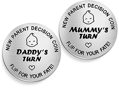 Entscheidungsmünze für Neue Eltern,Kucheed Baby Geschenk Schwangerschaftsgeschenk zum Ersten Mal Mama Papa,Neues Mama Papa Geschenk,Erste Mutter Vatertag Weihnachten Thanksgiving Geburtstagsgeschenk