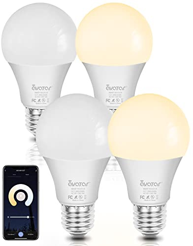 Smart Light Bulbs, Alexa Bulb 1000LM 9W 4 Pack - Dimmable Warm Cool White A19 LED Light Bulb, Avatar Controls WiFi Bulb Compatible with Alexa, Google Assistant, No Hub Required, E26 2800K-6200K