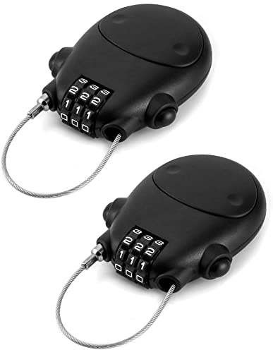 QWORK Infällbart kabellås, 2-pack säkerhetslösenord lås stålkabel bagagelås ..