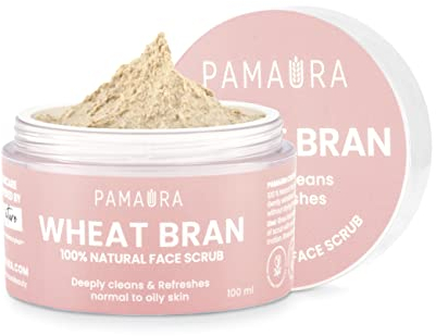 PAMAURA Weizenkleie 100% natürliches Gesichtspeeling für normale bis fettige Haut 100ml mit Weizenkeimöl
