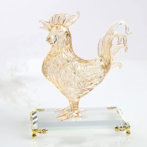 DECRZPB Kristall-Ornament Champagner-Hahn Auto-Ornamente Glas-Tierfigur Briefbeschwerer Kunstgeschenk für Geburtstag Basteln Ornament