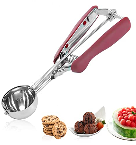Acxilexy Edelstahl Poliert Eisportionierer, Cookie Scoop Poliert Edelstahl 4cm, Eisportionierer Edelstahl mit Auslöser für Eiscreme, Plätzchen, Kuchen Teig